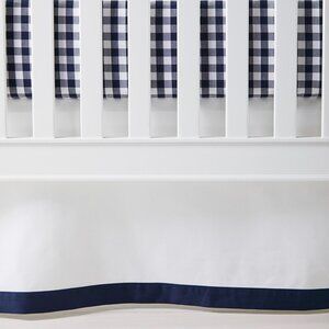Serena & Lily Border Frame Crib Skirt in Navy White Baby Boy 100% Cotton EUC